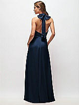 Rear View Thumbnail - Midnight Navy High Neck Halter Backless Maxi Dress