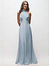 Front View Thumbnail - Mist High Neck Halter Backless Maxi Dress