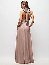 Rear View Thumbnail - Neu Nude High Neck Halter Backless Maxi Dress