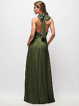 Rear View Thumbnail - Olive Green High Neck Halter Backless Maxi Dress