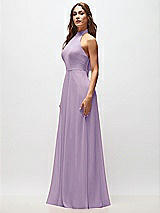 Side View Thumbnail - Pale Purple High Neck Halter Backless Maxi Dress