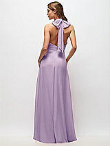 Rear View Thumbnail - Pale Purple High Neck Halter Backless Maxi Dress