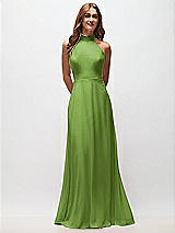 Front View Thumbnail - Peridot Green High Neck Halter Backless Maxi Dress