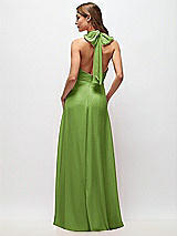 Rear View Thumbnail - Peridot Green High Neck Halter Backless Maxi Dress