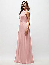 Side View Thumbnail - Rose High Neck Halter Backless Maxi Dress