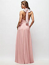 Rear View Thumbnail - Rose High Neck Halter Backless Maxi Dress