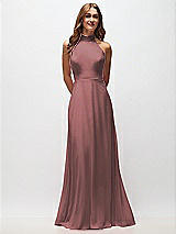 Front View Thumbnail - Rosewood High Neck Halter Backless Maxi Dress