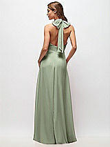 Rear View Thumbnail - Sage High Neck Halter Backless Maxi Dress
