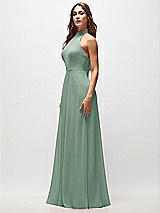 Side View Thumbnail - Seagrass High Neck Halter Backless Maxi Dress