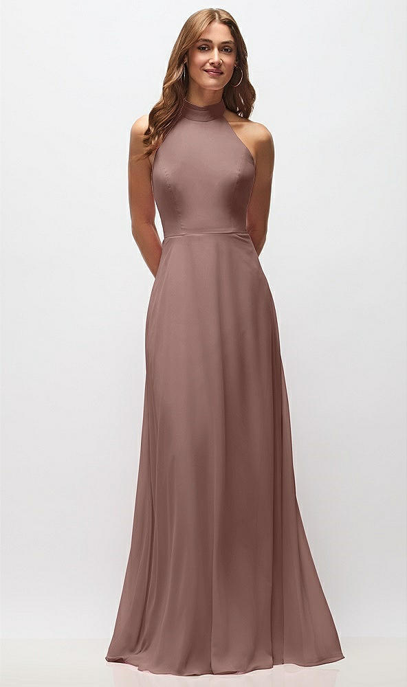 Front View - Sienna High Neck Halter Backless Maxi Dress