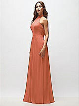 Side View Thumbnail - Terracotta Copper High Neck Halter Backless Maxi Dress
