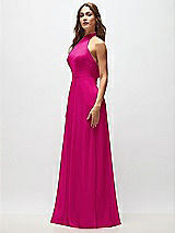 Side View Thumbnail - Think Pink High Neck Halter Backless Maxi Dress