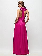 Rear View Thumbnail - Think Pink High Neck Halter Backless Maxi Dress