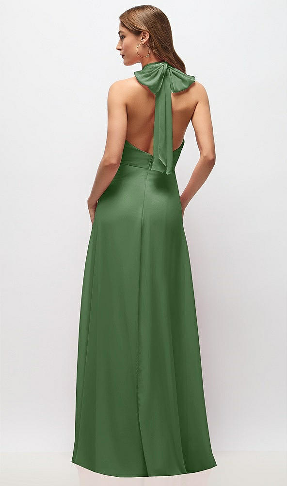 Back View - Vineyard Green High Neck Halter Backless Maxi Dress