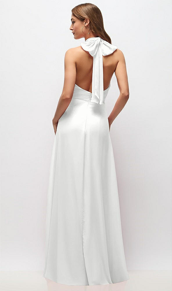 Back View - White High Neck Halter Backless Maxi Dress