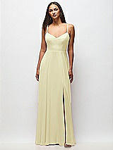 Front View Thumbnail - Butter Yellow Tie-Back Cutout Maxi Dress with Front Slit