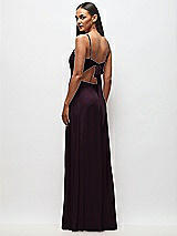 Rear View Thumbnail - Deep Plum Tie-Back Cutout Maxi Dress with Front Slit