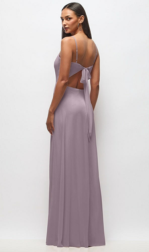Back View - Lilac Dusk Tie-Back Cutout Maxi Dress with Front Slit