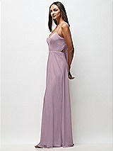 Side View Thumbnail - Suede Rose Tie-Back Cutout Maxi Dress with Front Slit
