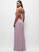 Rear View Thumbnail - Suede Rose Tie-Back Cutout Maxi Dress with Front Slit