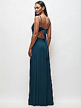 Rear View Thumbnail - Atlantic Blue Tie-Back Cutout Maxi Dress with Front Slit