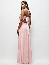 Rear View Thumbnail - Ballet Pink Tie-Back Cutout Maxi Dress with Front Slit