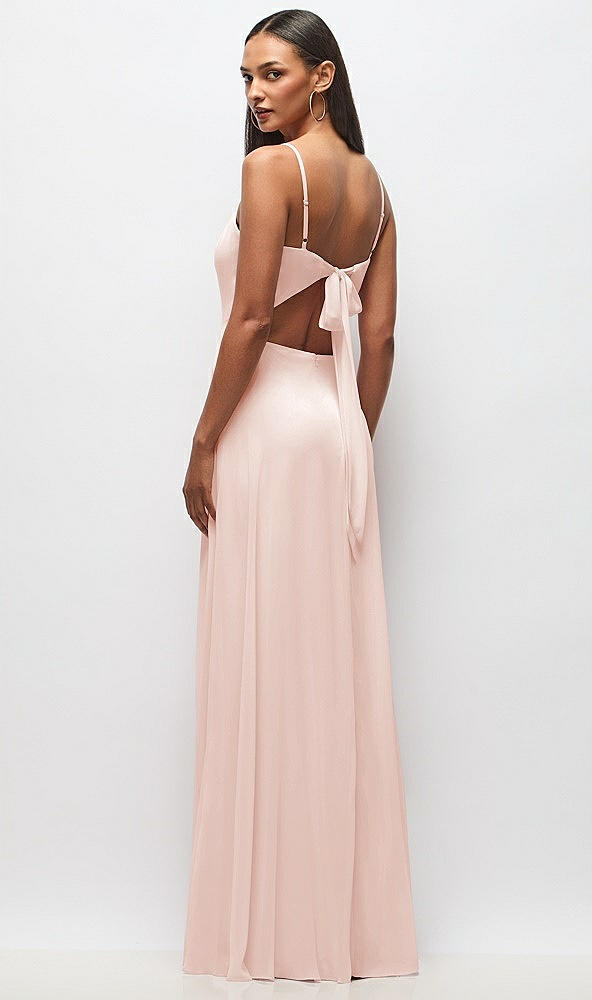 Back View - Blush Tie-Back Cutout Maxi Dress with Front Slit