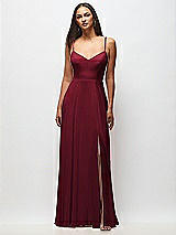 Front View Thumbnail - Burgundy Tie-Back Cutout Maxi Dress with Front Slit