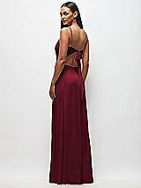 Rear View Thumbnail - Burgundy Tie-Back Cutout Maxi Dress with Front Slit