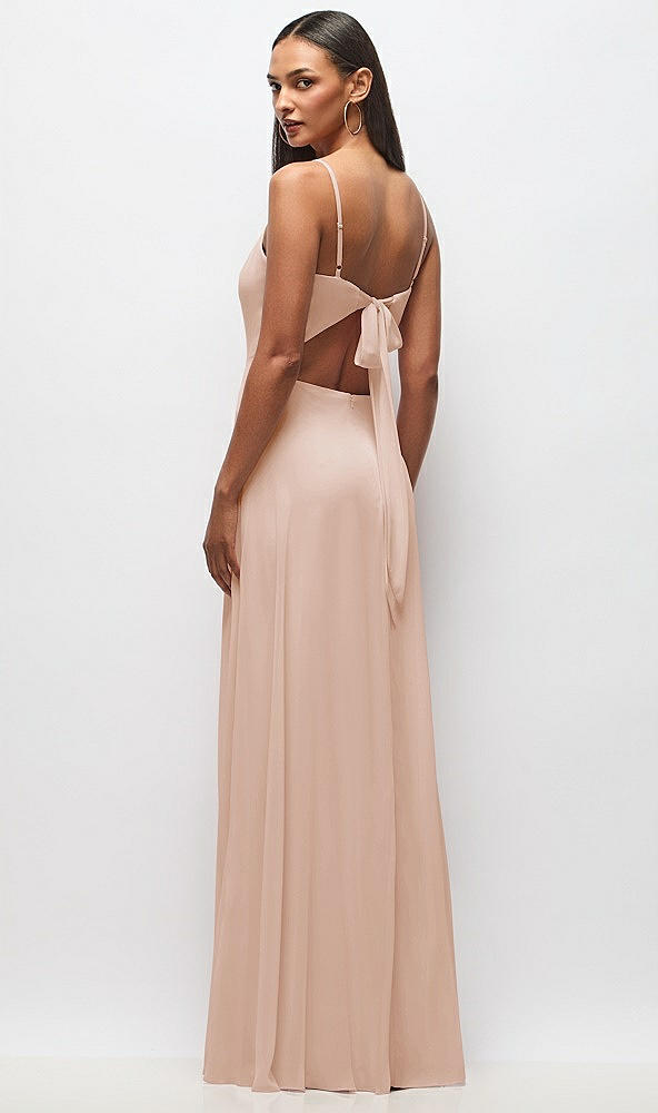 Back View - Cameo Tie-Back Cutout Maxi Dress with Front Slit