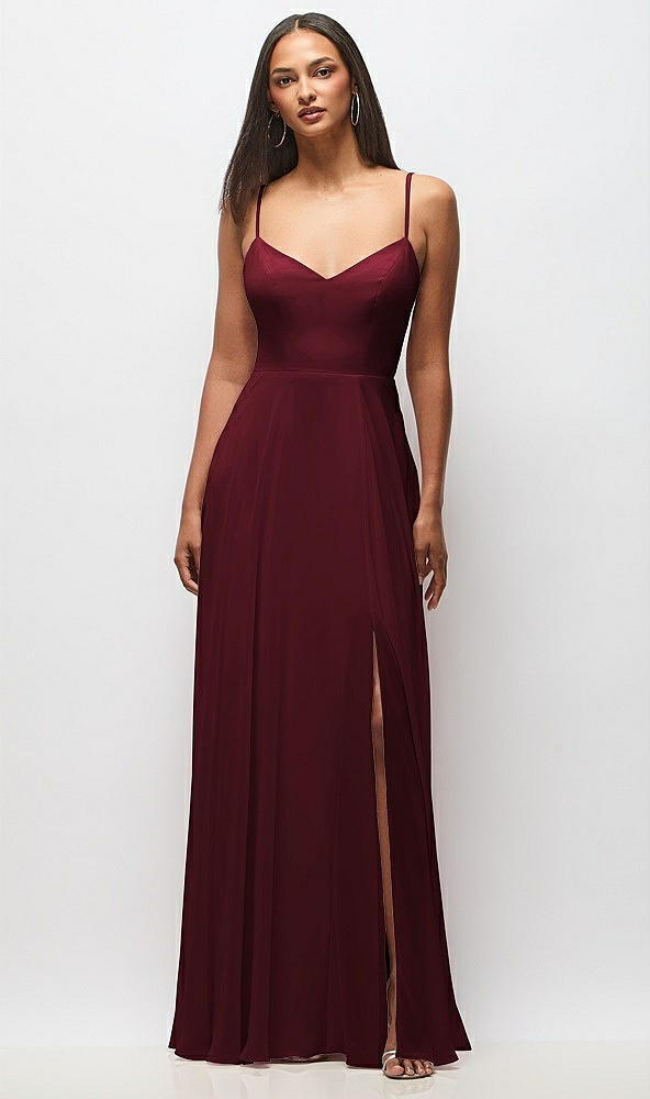 Front View - Cabernet Tie-Back Cutout Maxi Dress with Front Slit
