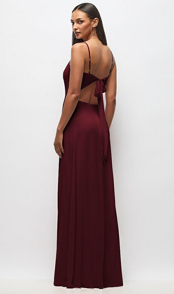 Back View - Cabernet Tie-Back Cutout Maxi Dress with Front Slit