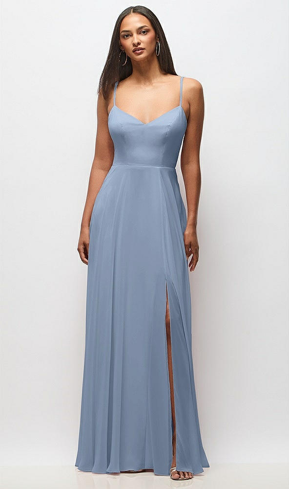 Front View - Cloudy Tie-Back Cutout Maxi Dress with Front Slit