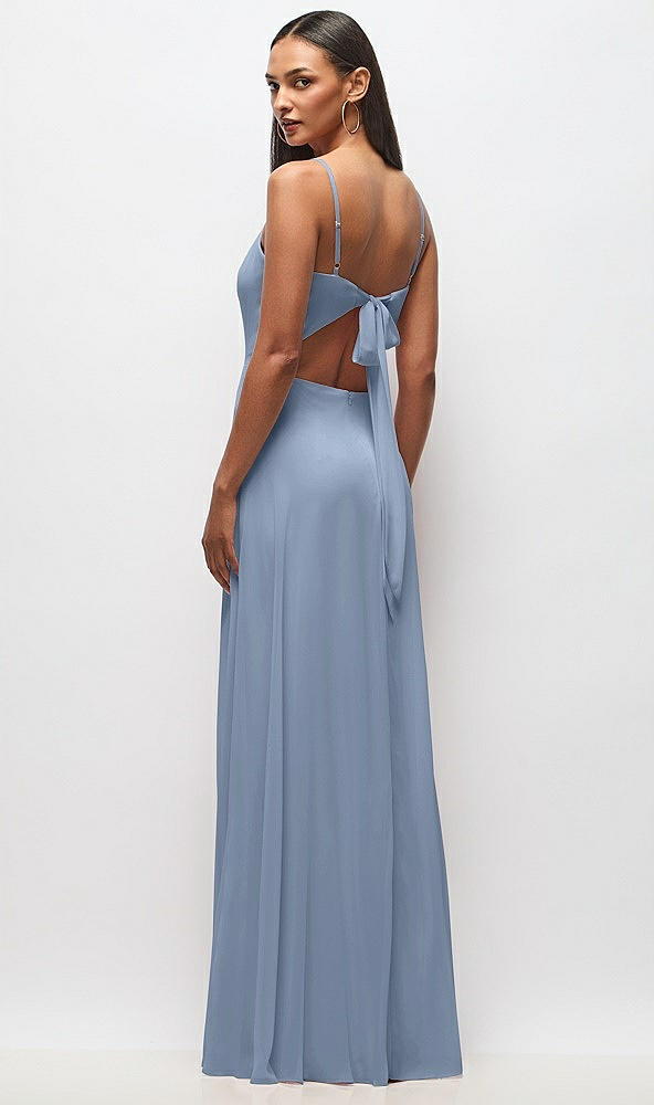 Back View - Cloudy Tie-Back Cutout Maxi Dress with Front Slit