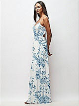 Side View Thumbnail - Cottage Rose Dusk Blue Tie-Back Cutout Maxi Dress with Front Slit