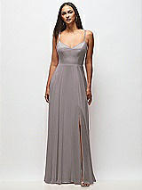 Front View Thumbnail - Cashmere Gray Tie-Back Cutout Maxi Dress with Front Slit