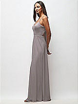 Side View Thumbnail - Cashmere Gray Tie-Back Cutout Maxi Dress with Front Slit