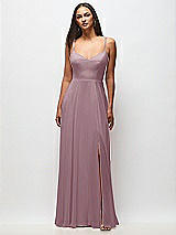 Front View Thumbnail - Dusty Rose Tie-Back Cutout Maxi Dress with Front Slit