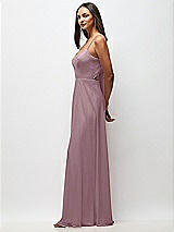 Side View Thumbnail - Dusty Rose Tie-Back Cutout Maxi Dress with Front Slit