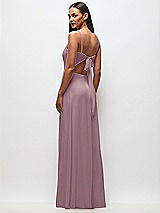 Rear View Thumbnail - Dusty Rose Tie-Back Cutout Maxi Dress with Front Slit