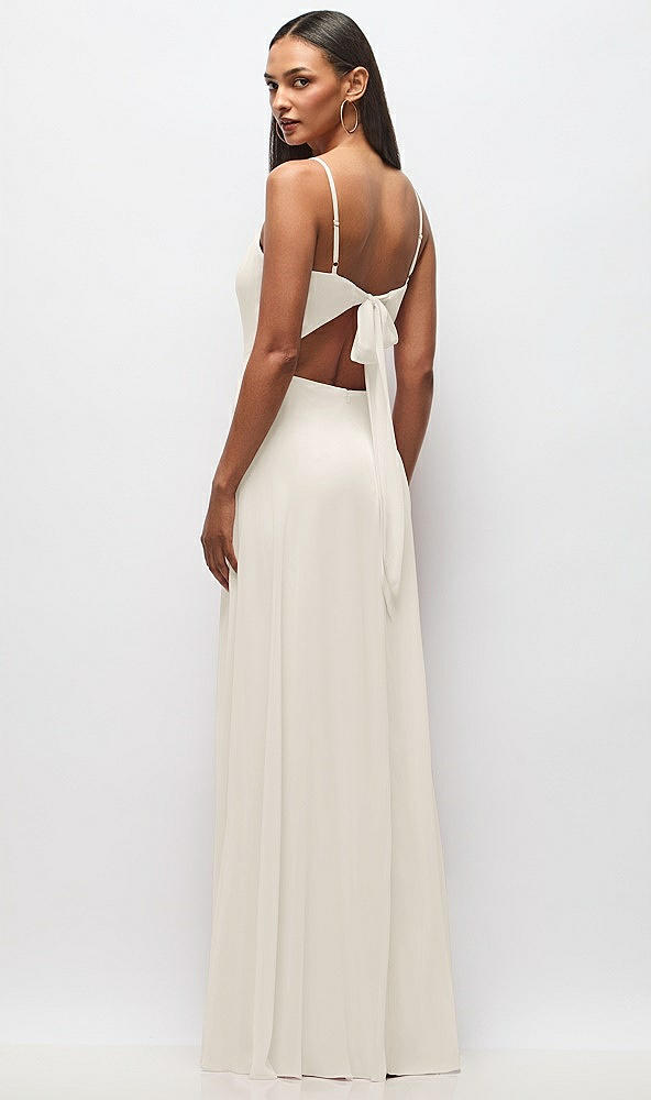 Back View - Ivory Tie-Back Cutout Maxi Dress with Front Slit