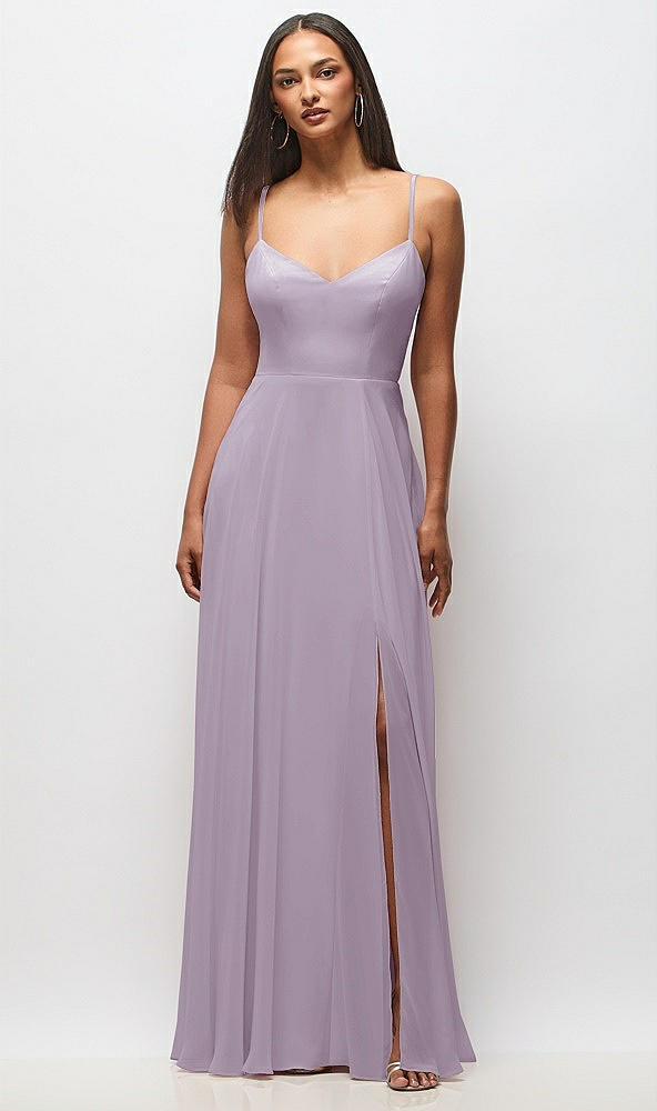 Front View - Lilac Haze Tie-Back Cutout Maxi Dress with Front Slit