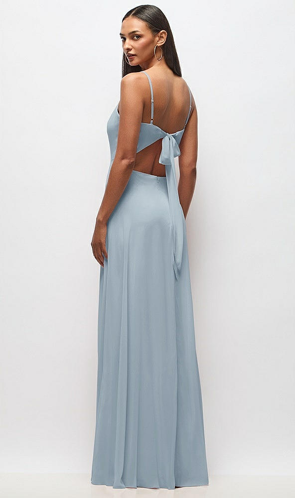 Back View - Mist Tie-Back Cutout Maxi Dress with Front Slit