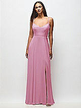 Front View Thumbnail - Powder Pink Tie-Back Cutout Maxi Dress with Front Slit