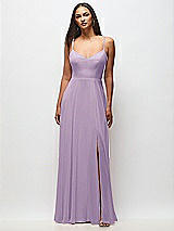 Front View Thumbnail - Pale Purple Tie-Back Cutout Maxi Dress with Front Slit