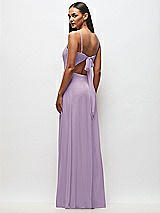 Rear View Thumbnail - Pale Purple Tie-Back Cutout Maxi Dress with Front Slit