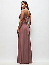 Rear View Thumbnail - Rosewood Tie-Back Cutout Maxi Dress with Front Slit