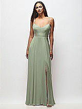 Front View Thumbnail - Sage Tie-Back Cutout Maxi Dress with Front Slit