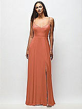 Front View Thumbnail - Terracotta Copper Tie-Back Cutout Maxi Dress with Front Slit