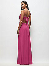 Rear View Thumbnail - Tea Rose Tie-Back Cutout Maxi Dress with Front Slit